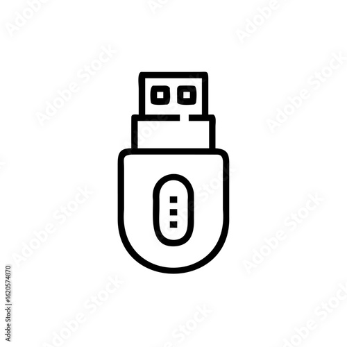 Outline icon a U S B flash drive with an oval indicator memory storage