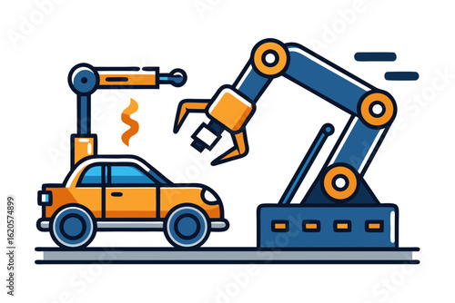 Robotic arm welding car frame factory automation