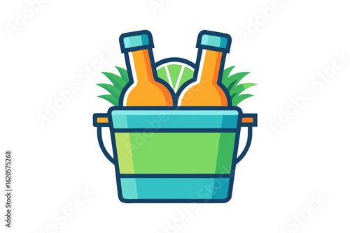 tropical drink cooler bucket two bottles chilled