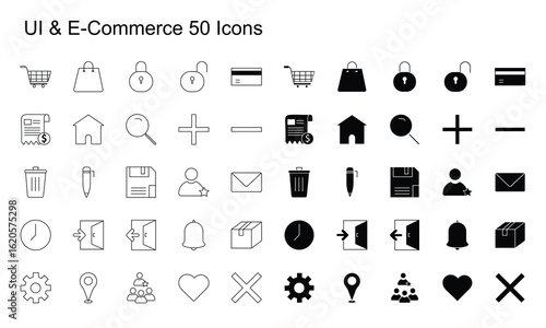 UI Icons Pack – Shopping, Security, Communication, and System Tools Vector Set