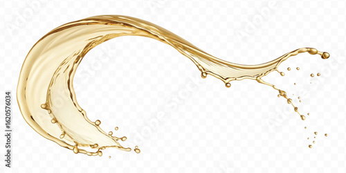 realistic smooth liquid gold or oil  splashes in curve style  isolated on transparent background