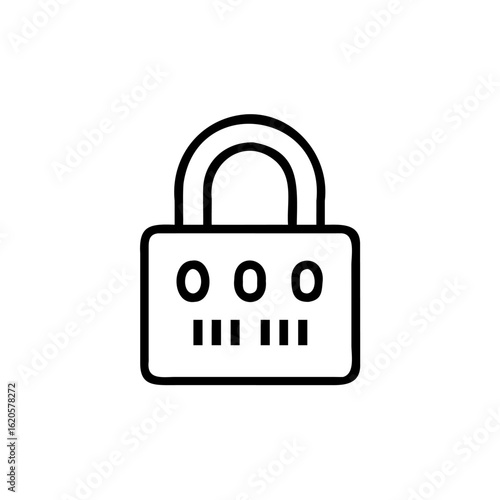 Outline padlock with three digit combination vertical bars security safety