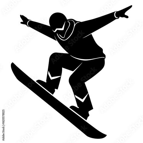 Black snowboarder mid air silhouette snowboarding winter sport