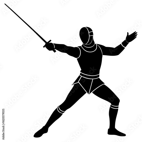 Fencer poised with sword fencing sport