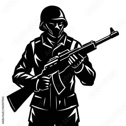 Wallpaper Mural Soldier holding rifle silhouette black vector Torontodigital.ca