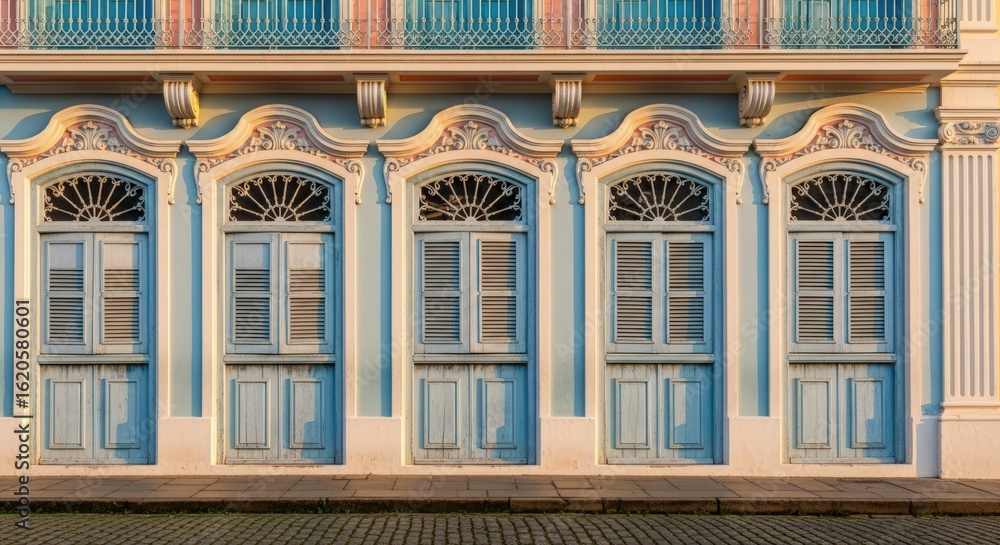 Fototapeta premium A photograph of a colonial building in blue tones