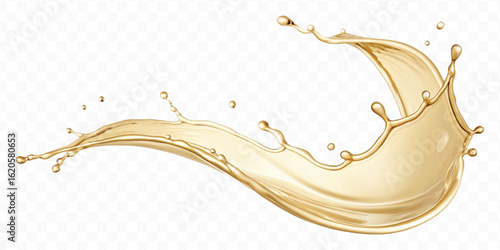 realistic smooth liquid gold or oil  splashes in curve style  isolated on transparent background