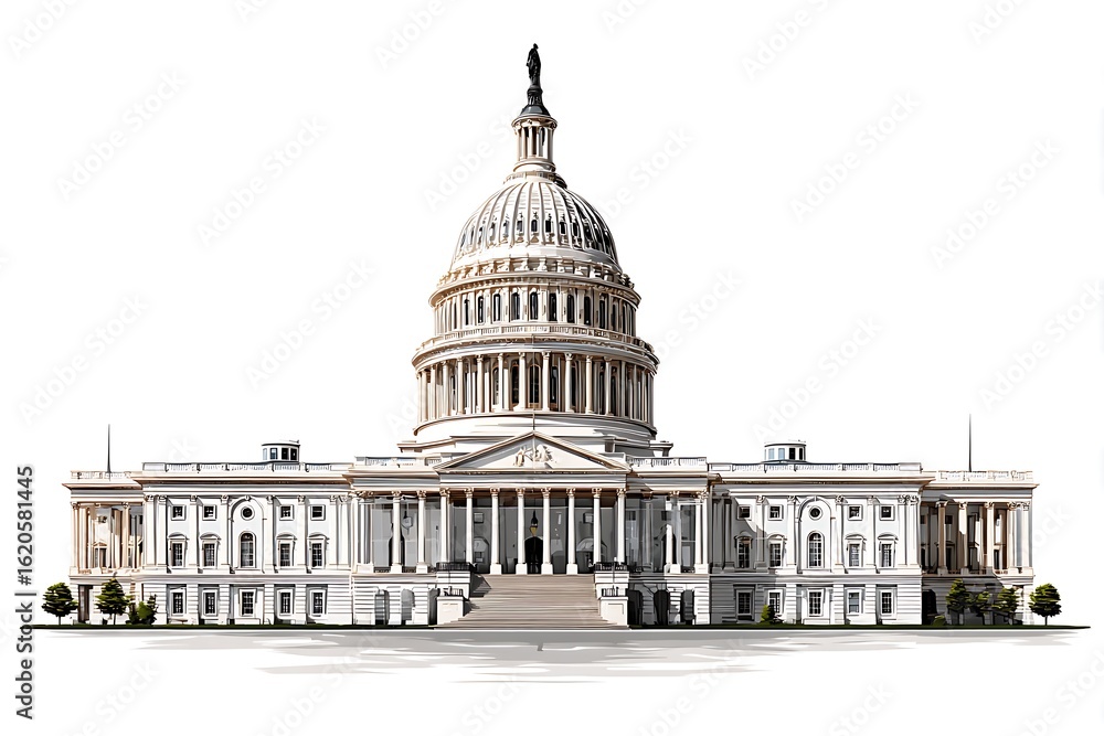 Obraz premium United states capitol building illustration isolated on white background