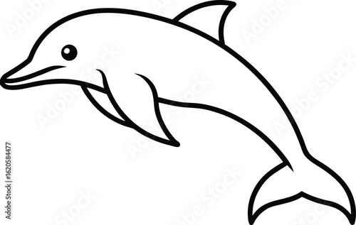 dolphin icon outline vector illustration on transparent background