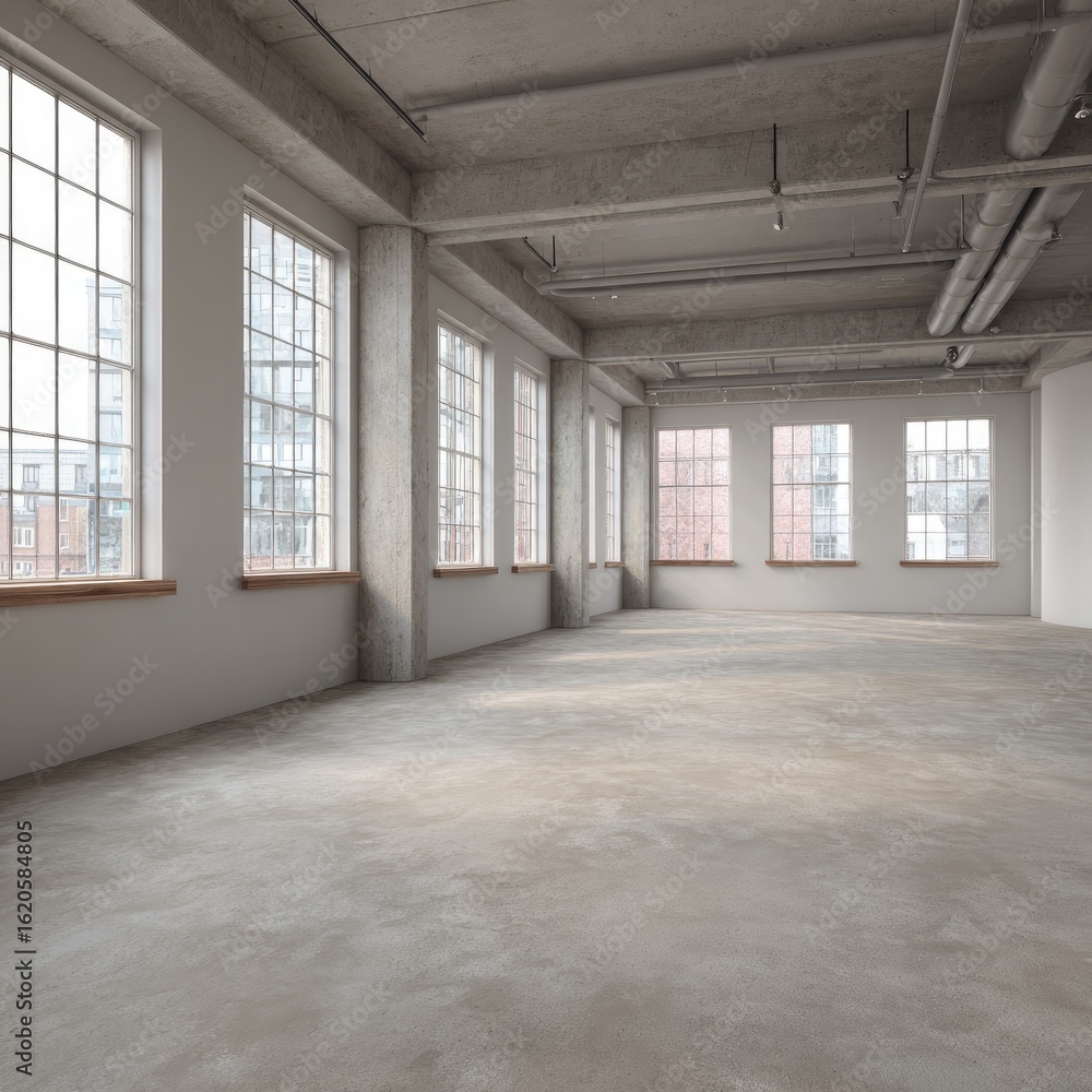 Obraz premium Empty industrial loft interior, spacious