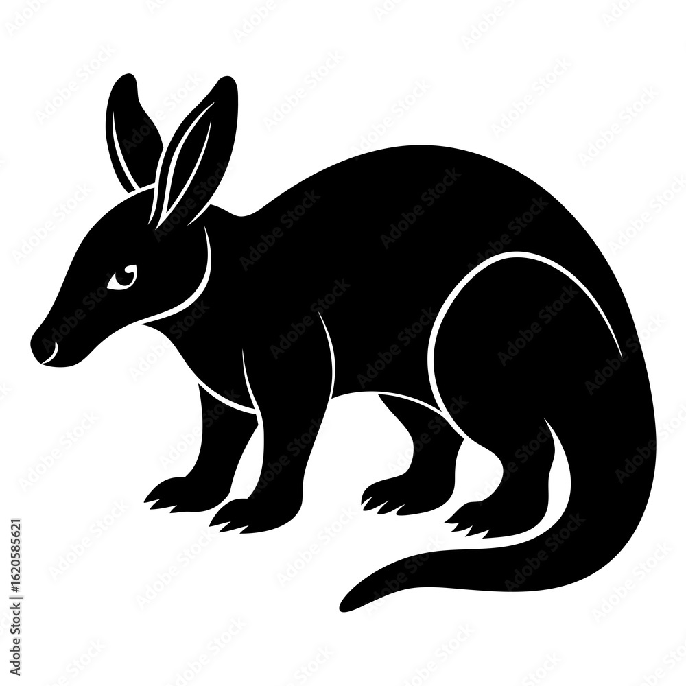 Fototapeta premium Aardvark vector clean black silhouette design white background