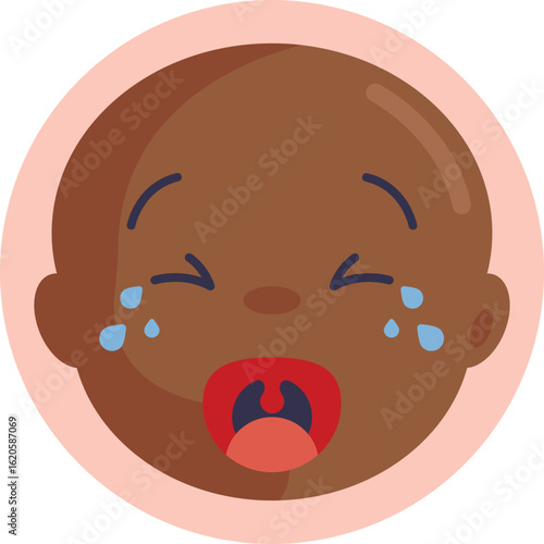 Illustration of a newborn baby crying, symbolizing infant care and needs.