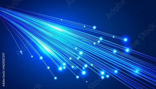 Abstract image of glowing blue light rays