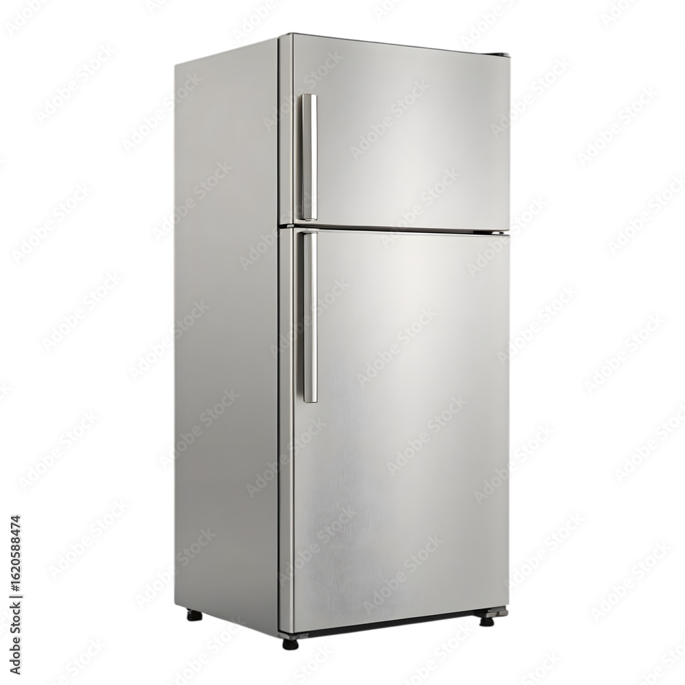 A modern stainless steel refrigerator stands ready in a kitchen, offering efficient food storage and cooling for a contemporary home isolated on transparent background A modern stainless steel refrigerator stands ready in a kitchen, offering efficient food storage and cooling for a contemporary home isolated on transparent background