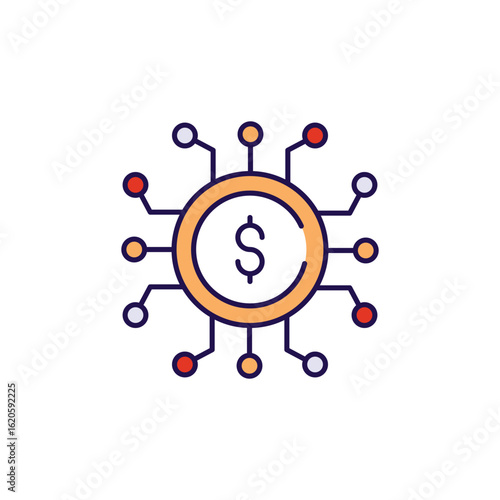 Digital Currency icon design with white background stock illustration