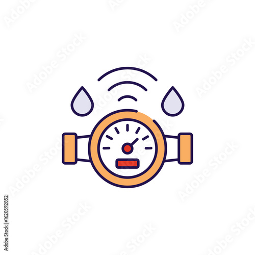 Smart Water Meter icon design with white background stock illustration