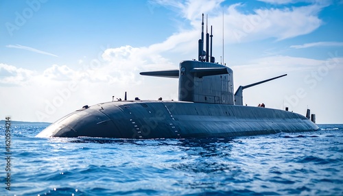 Modern submarine on the water