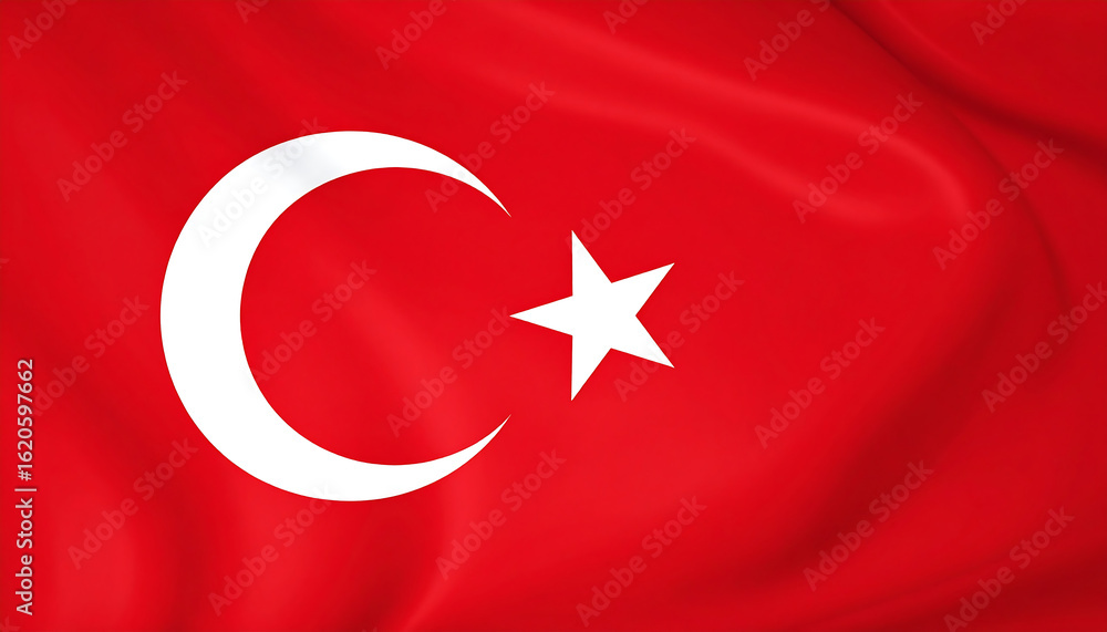 Obraz premium Turkish red field flag—white crescent and star symbolizing national identity and heritage