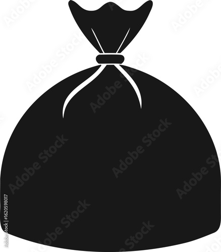 Garbage Bag Tied at Top Icon Silhouette Vector Black