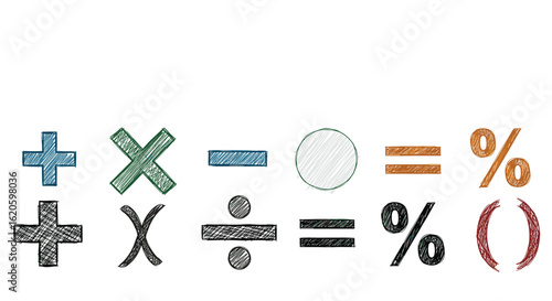 Collection of essential mathematical symbols for education and learning demonstrations