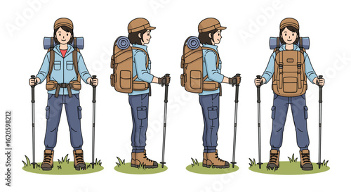 Pixel art character design for outdoor adventure exploration and hiking activities