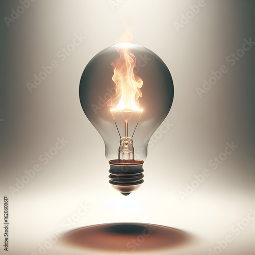 Ampoule incandescente lumineuse sur fond clair