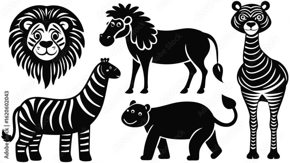 Αυτοκόλλητο adorable african animals illustration set lion  el (4).eps