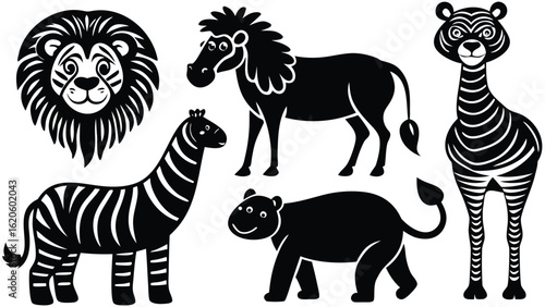 Photography adorable african animals illustration set lion  el (4).eps