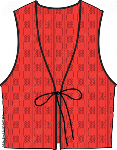 Orange sleeve less cardigan which is highly summer Vector