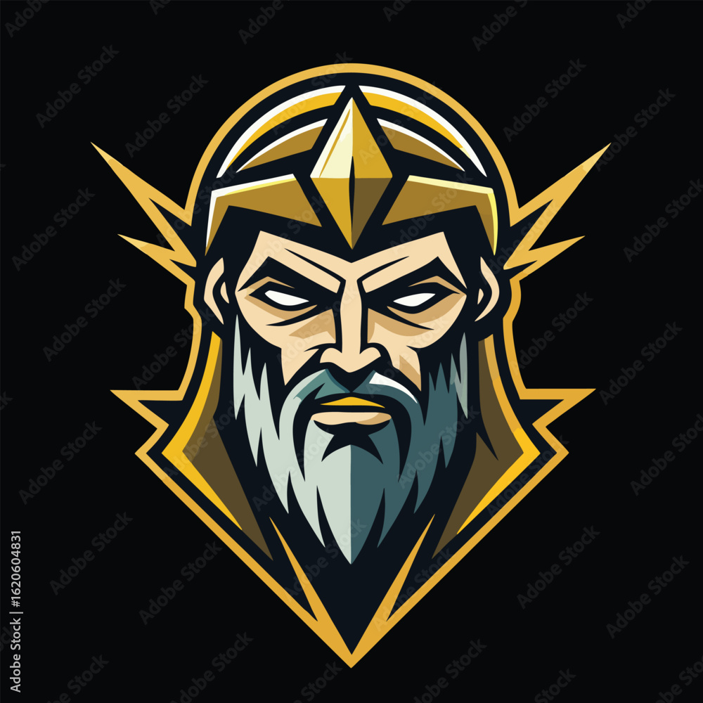 Obraz premium design logo icon vector illustration mascot zeus
