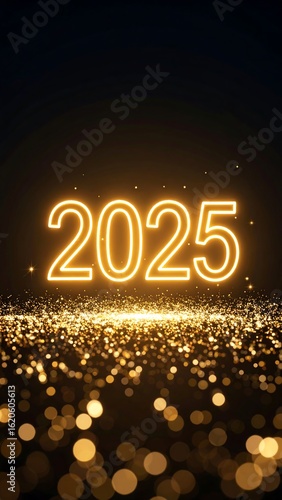 New Year's 2025 glowing digits