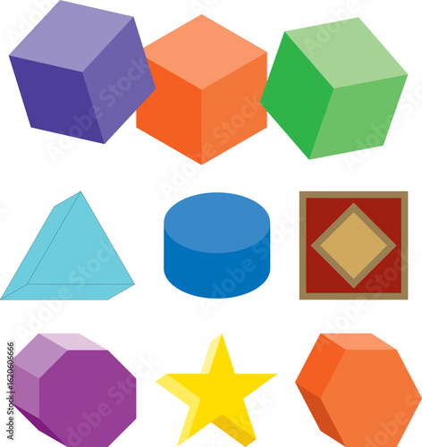 Colorful 3D Geometric Cube Set on Vector White Background Free Download Colorful 3D Geometric Cube Set on Vector White Background - GFXLoad