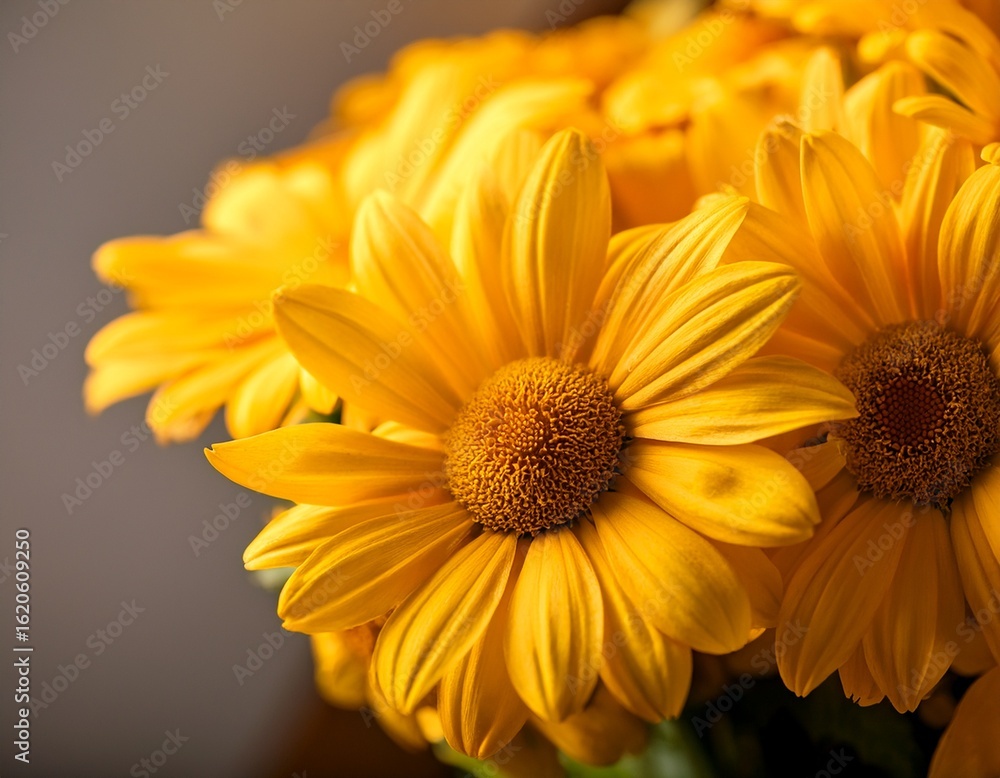 Fototapeta premium vibrant yellow daisies bouquet closeup photography