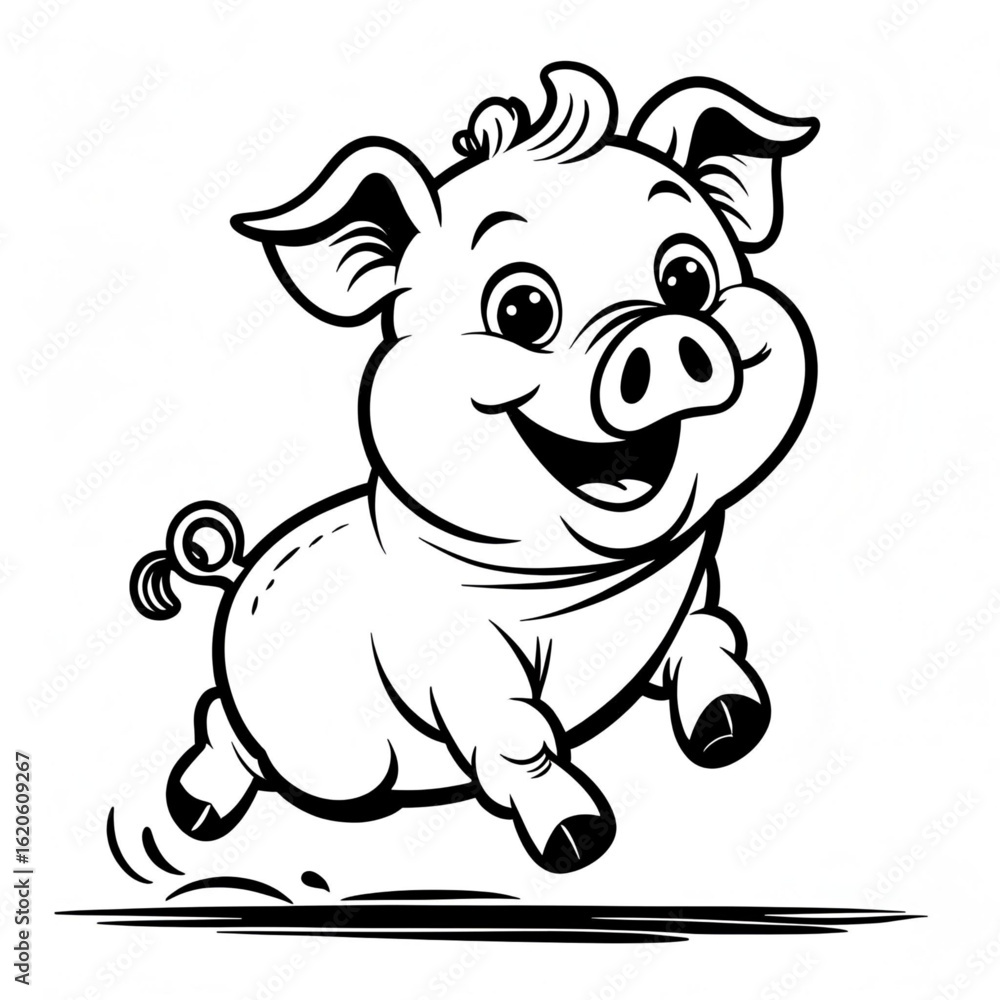Fototapeta premium Whimsical flying pig silhouette in vector format—perfect for humorous designs, fantasy art, children's illustrations, and creative print projects.
