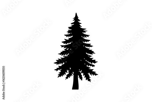 Blue Sequoia Tree Silhouette on White blue silhouette