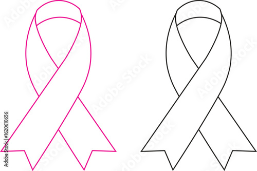 Breast cancer awareness ribbon outline vector graphic silhouette