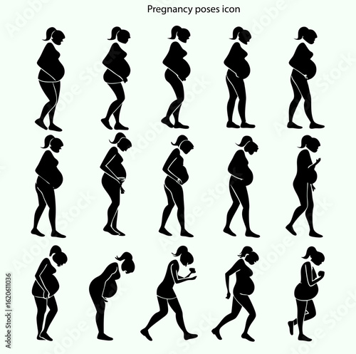 Pregnancy Poses Vector Illustrations