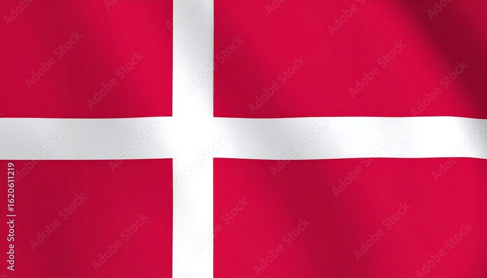 Naklejka premium Red-white Danish cross flag—historic simplicity, Nordic identity