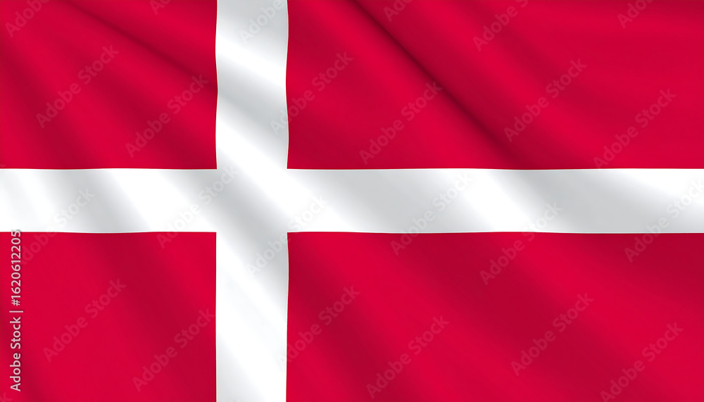Fototapeta premium Red-white Danish cross flag—historic simplicity, Nordic identity