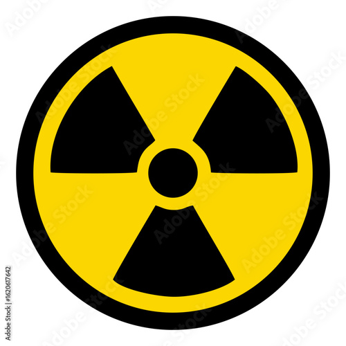 Nuclear radiation warning yellow circle sign