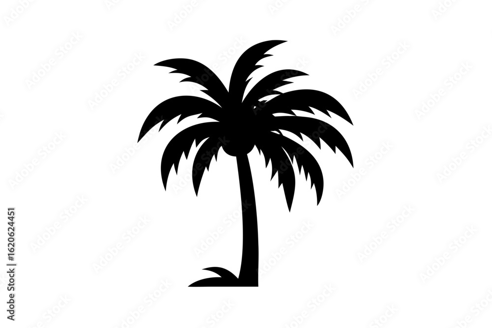 Obraz premium Desert Palm Tree Silhouette on White Background nature
