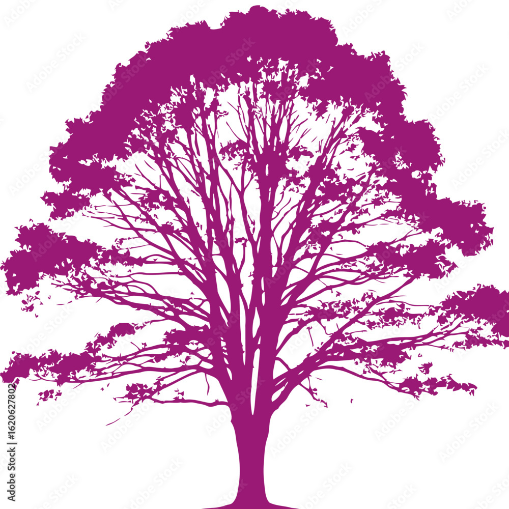 Fototapeta premium majestic purple tree silhouette isolated on transparent background: vector illustration