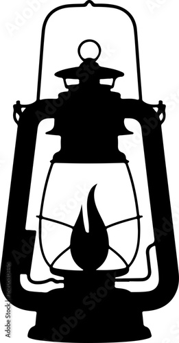 A pure black silhouette of a classic hanging lantern