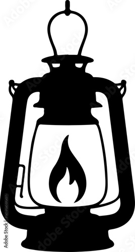 A pure black silhouette of a classic hanging lantern