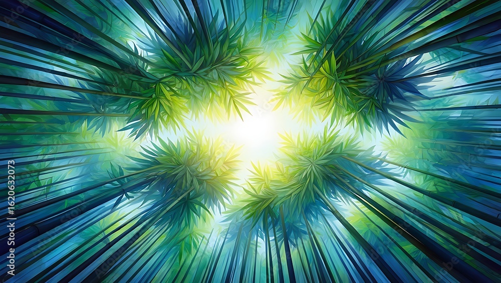 Obraz premium Looking Up Through Bamboo Forest Canopy