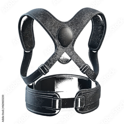 Black Posture Corrector Device isolated on a transparent background support