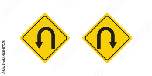 Free Download U-Turn Road Signs. U-Turn Direction Arrow.  - GFXLoad
