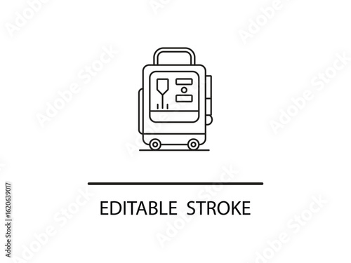 Modern line art icon of medical ultrasound scanner with editable stroke offers design flexibility for healthcare project illustrations.