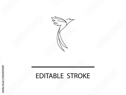 Elegant hummingbird logo design with editable stroke for creative brand identity and sophisticated visual communication projects, promoting grace and beauty.