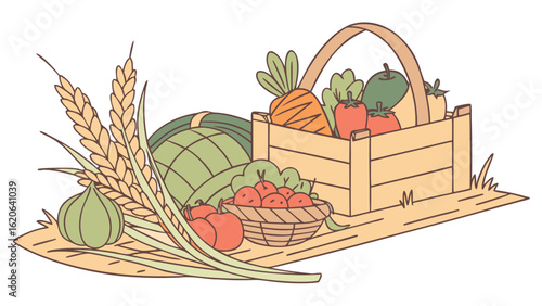 Farm to Table Concept Showing Fresh Produce from Harvest to Dining Table